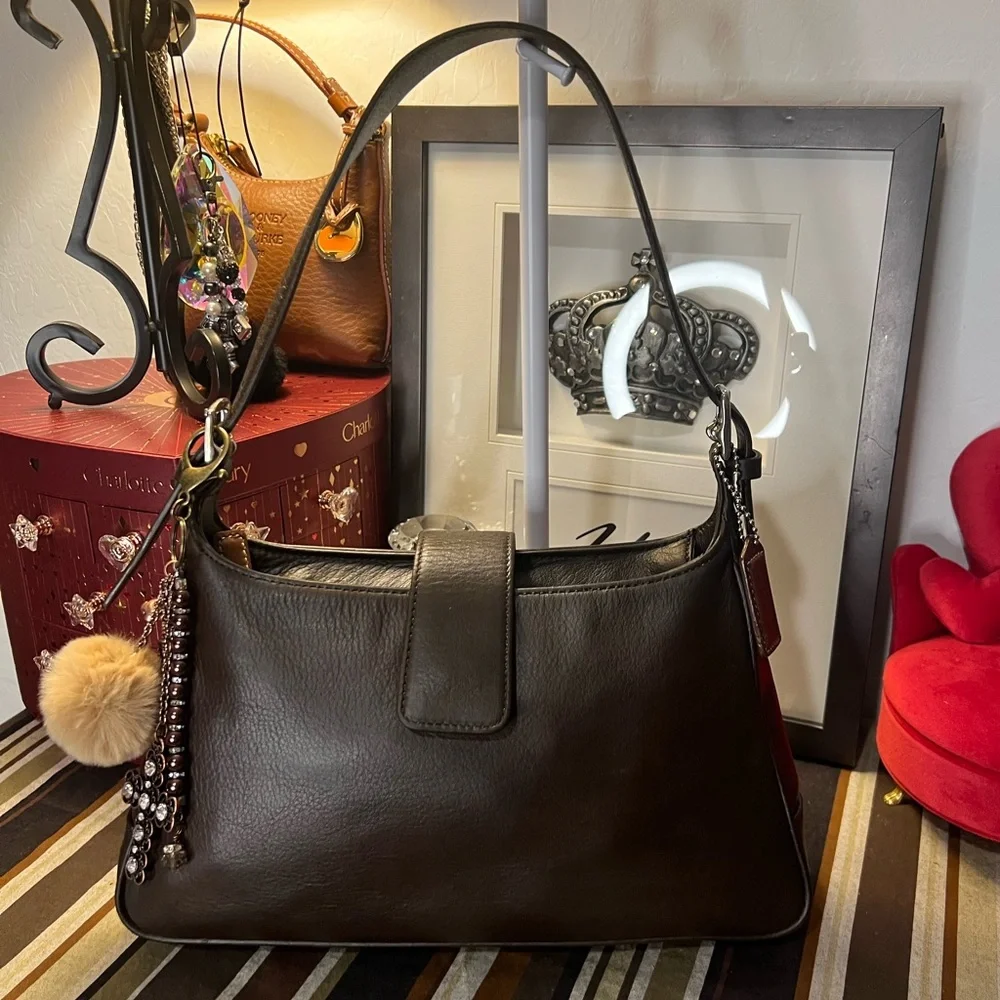 Coach 2005 Legacy Hampton Dark Brown Leather Handbag Shoulder Bag Satchel